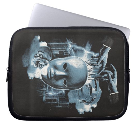 Gesichtslos - Design von Techno-Goth Streetwear Laptopschutzhülle (Vorderseite)
