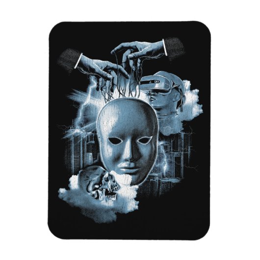 Gesichtslos - Design von Techno-Goth Streetwear Magnet (Vertikal)
