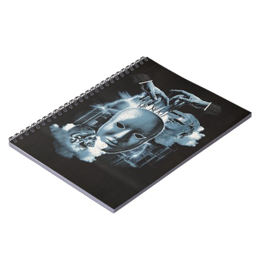 Gesichtslos - Design von Techno-Goth Streetwear Notizblock (Linke Seite)