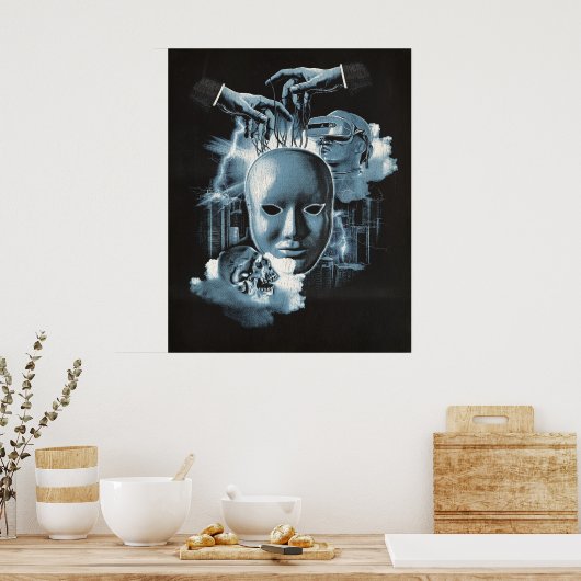 Gesichtslos - Design von Techno-Goth Streetwear Poster (Küche)