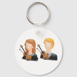Gesichtsloses Geiger-Duo Musiker-Paar Schlüsselanhänger