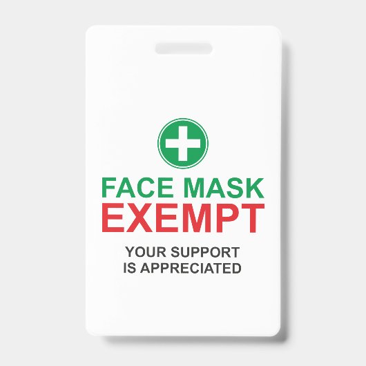 Gesichtsmaske ausgenommen ausweis (Vorderseite)