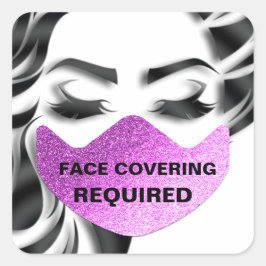 Gesichtsmaske, die den erforderlichen Coronavirus- Quadratischer Aufkleber