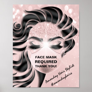 Gesichtsmaske erforderlich Covid Eyelash Haar Näge Poster