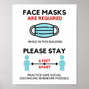 Gesichtsmaske erforderlich Poste, sozial verteilte Poster