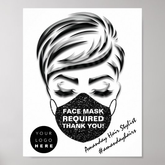 Gesichtsmaske mit erforderlichem Covid-Lash-Logo Poster (Vorne)