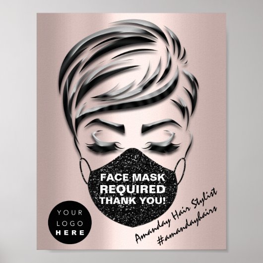 Gesichtsmaske mit erforderlichem Covid-Rose-Logo Poster (Vorne)