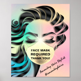 Gesichtsmaske mit erforderlicher Covid Holografie Poster
