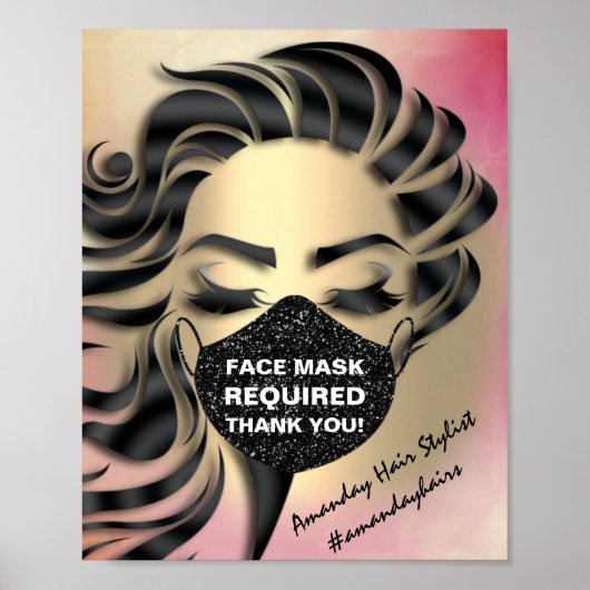Gesichtsmaske mit erforderlicher Covid-Rose Gold Poster (Vorne)