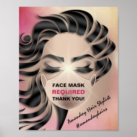 Gesichtsmaske mit erforderlicher Covid Rose Haar Poster (Vorne)