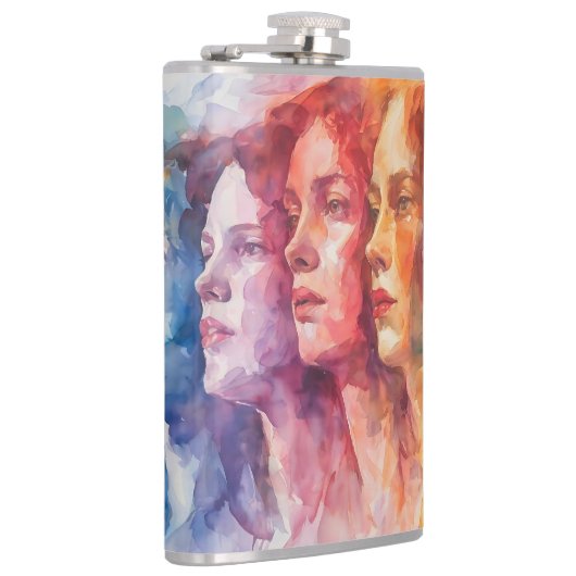 Gesichtspflege von Frauen - Aquarellmalerei Flachmann (Rechts)