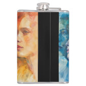 Gesichtspflege von Frauen - Aquarellmalerei Flachmann (Rückseite)