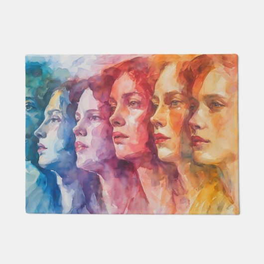 Gesichtspflege von Frauen - Aquarellmalerei Fußmatte (Vorderseite)