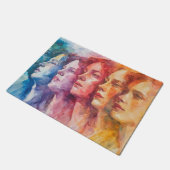 Gesichtspflege von Frauen - Aquarellmalerei Fußmatte (Schrägansicht)