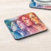 Gesichtspflege von Frauen - Aquarellmalerei Getränkeuntersetzer (Linke Seite)