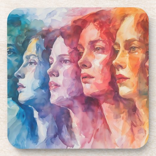 Gesichtspflege von Frauen - Aquarellmalerei Getränkeuntersetzer (Vorderseite)