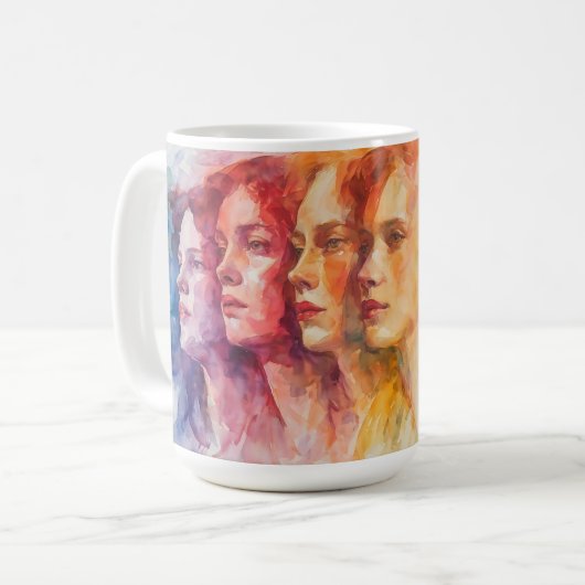 Gesichtspflege von Frauen - Aquarellmalerei Kaffeetasse (Vorderseite Links)