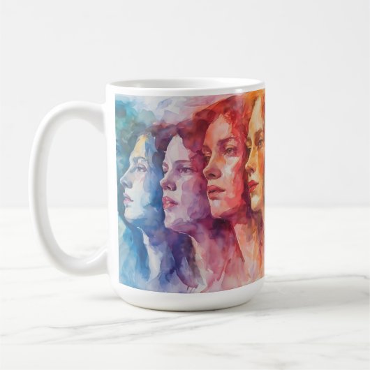 Gesichtspflege von Frauen - Aquarellmalerei Kaffeetasse (Links)