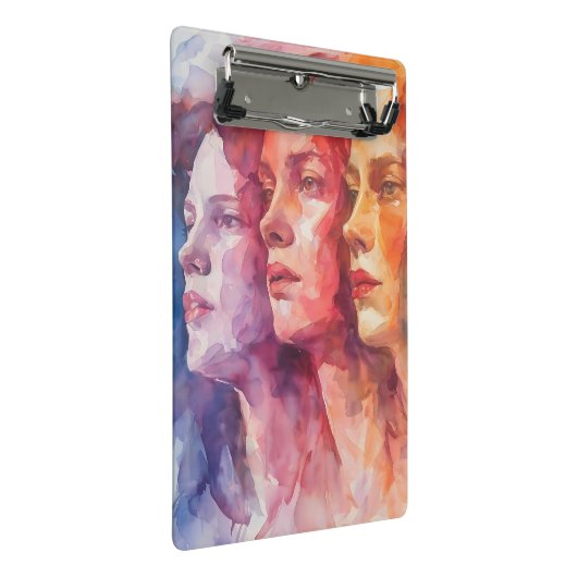 Gesichtspflege von Frauen - Aquarellmalerei Mini Klemmbrett (Schrägansicht)