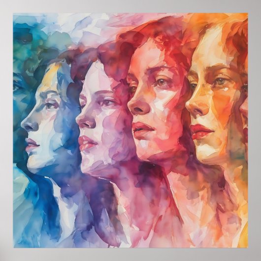 Gesichtspflege von Frauen - Aquarellmalerei Poster (Vorne)