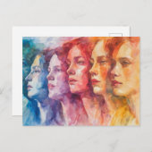 Gesichtspflege von Frauen - Aquarellmalerei Postkarte (Vorne/Hinten)