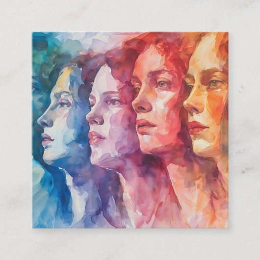 Gesichtspflege von Frauen - Aquarellmalerei Quadratische Visitenkarte (Vorderseite)
