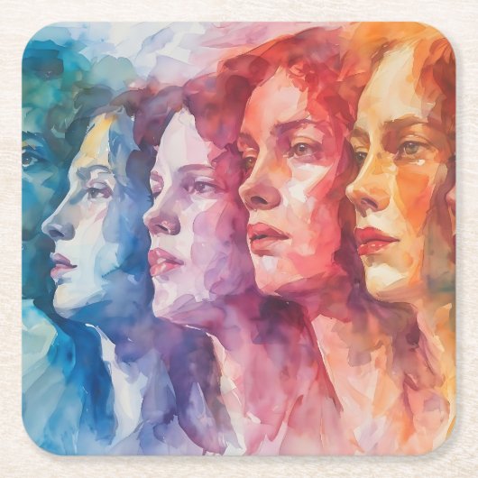 Gesichtspflege von Frauen - Aquarellmalerei Rechteckiger Pappuntersetzer (Vorderseite)