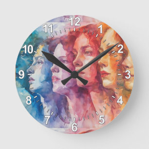 Gesichtspflege von Frauen - Aquarellmalerei Runde Wanduhr