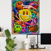 Gesichtstasten Abstraktes Design Poster (Heimbüro)