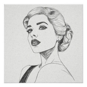 Gesichtszeichnung einer Frau Poster