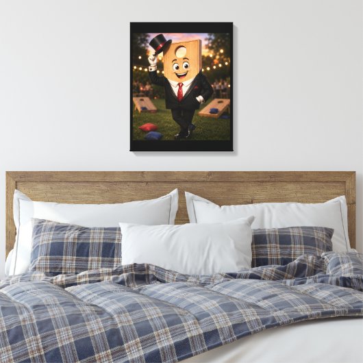 Gespannter Leinwanddruck Cornhole Mann (Insitu (Schlafzimmer))