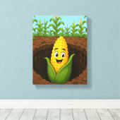 Gespannter Leinwanddruck Happy Corn Underground (Insitu (Holzboden))