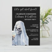 Gespeicherte Kostüme & Cocktails Geburtstag Einladung (Stehend Vorderseite)