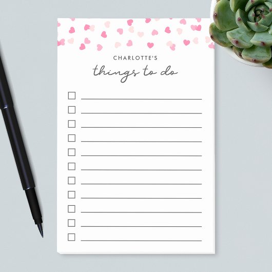 Gespeicherte rosa Herzen konfetti Dinge zu tun Lis Post-it Klebezettel