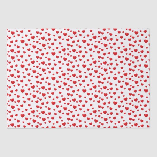 Gespeicherte rote Herzen auf Weiß Seidenpapier (Vorderseite)