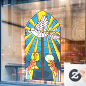 Gespeichertes Glas Heilige Masse Host und Chalice Fensteraufkleber (Café-Fenster)
