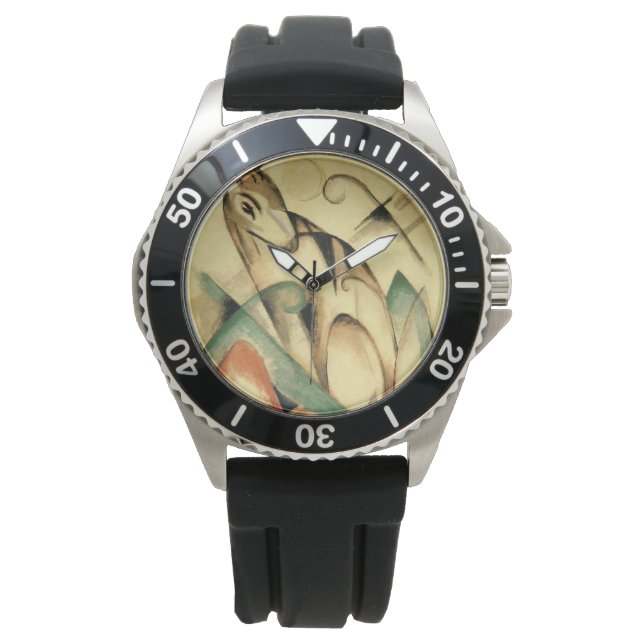 Gespeichertes Mythisches Tier (von Franz Marc) Armbanduhr (Vorderseite)