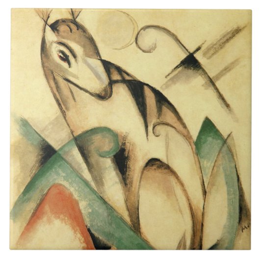 Gespeichertes Mythisches Tier (von Franz Marc) Fliese (Vorderseite)