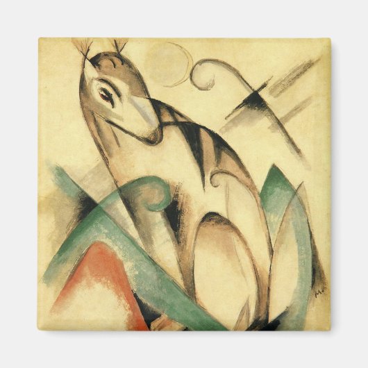 Gespeichertes Mythisches Tier (von Franz Marc) Magnet (Vorne)