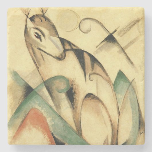 Gespeichertes Mythisches Tier (von Franz Marc) Steinuntersetzer (Vorderseite)