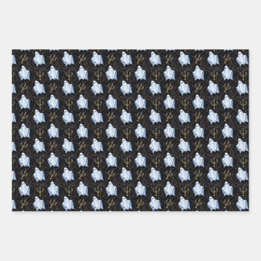 Gespenst, Cobwebes & Candelabra Halloween Gothic Geschenkpapier Set (Vorderseite)