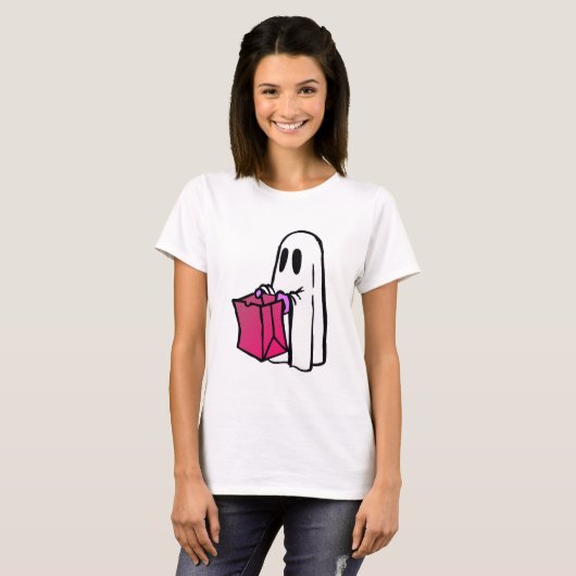 Gespenst mit Beutel Trick oder Behandlung T-Shirt (Vorne ganz)