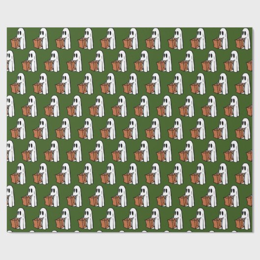 Gespenst mit Taschentrick oder Behandlung auf dunk Geschenkpapier (Flach)