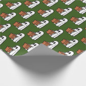 Gespenst mit Taschentrick oder Behandlung auf dunk Geschenkpapier (Ecke)