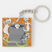 Gespenster auf einem Grabstein-Schlüsselanhänger Schlüsselanhänger (Rückseite)