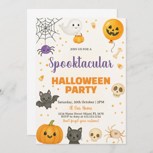 Gespenster, Fledermäuse & Trick-oder-Leckerei-Bash Einladung (Vorne/Hinten)