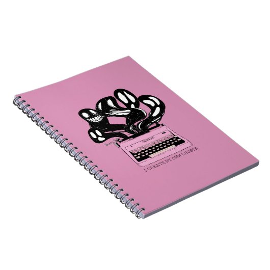 Gespenster in einem rosa Schreibmaschinenwerk Notizblock (Rechte Seite)