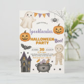 Gespenster, Pumpkins und Kostümbash laden ein Einladung (Stehend Vorderseite)