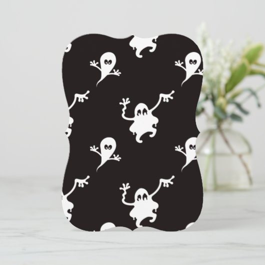 Gespenster Schwarz Halbzeitaufenthalt Einladung (Stehend Vorderseite)