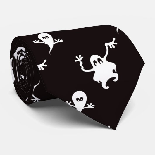 Gespenster schwarz Halloween Krawatte (Gerollt)